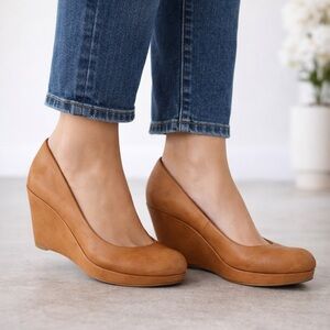 A.N.A NEW Vegan Leather Tan Wedge Pumps | Women’s Size 8